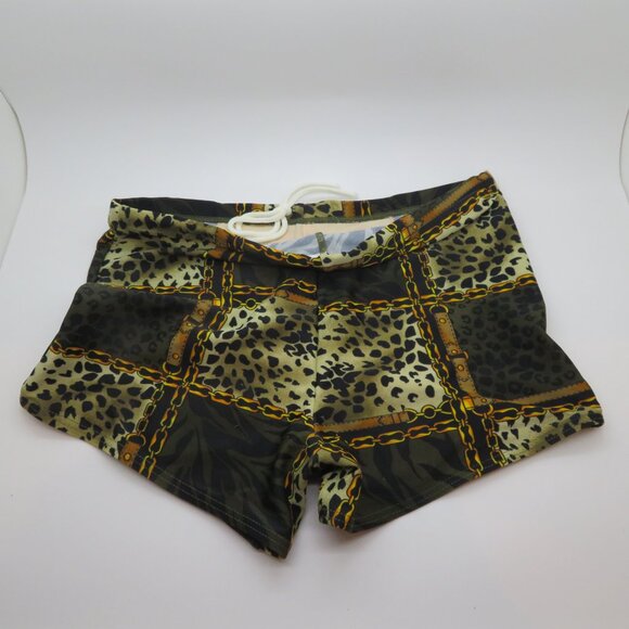 Boys Small Brown Swim Trunk Shorts Leopard Sun Pool Beach Lounge Sample New - Picture 8 of 12